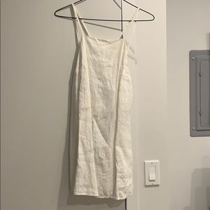 White linen reformation mini dress